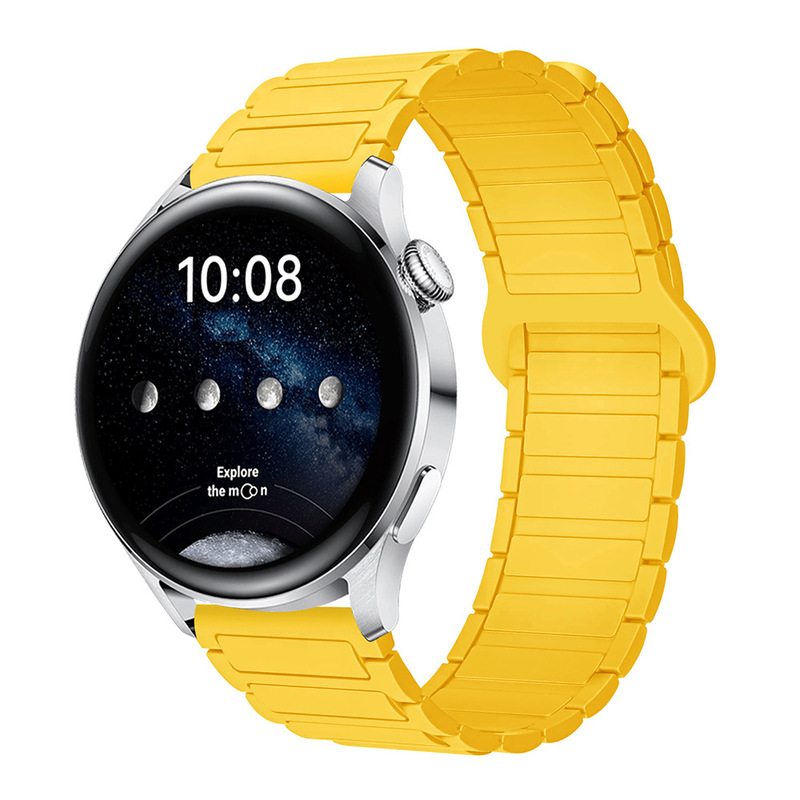 适用三星华为表带GT3/4/5荣耀watch4567二代三珠硅胶磁吸手表带|undefined