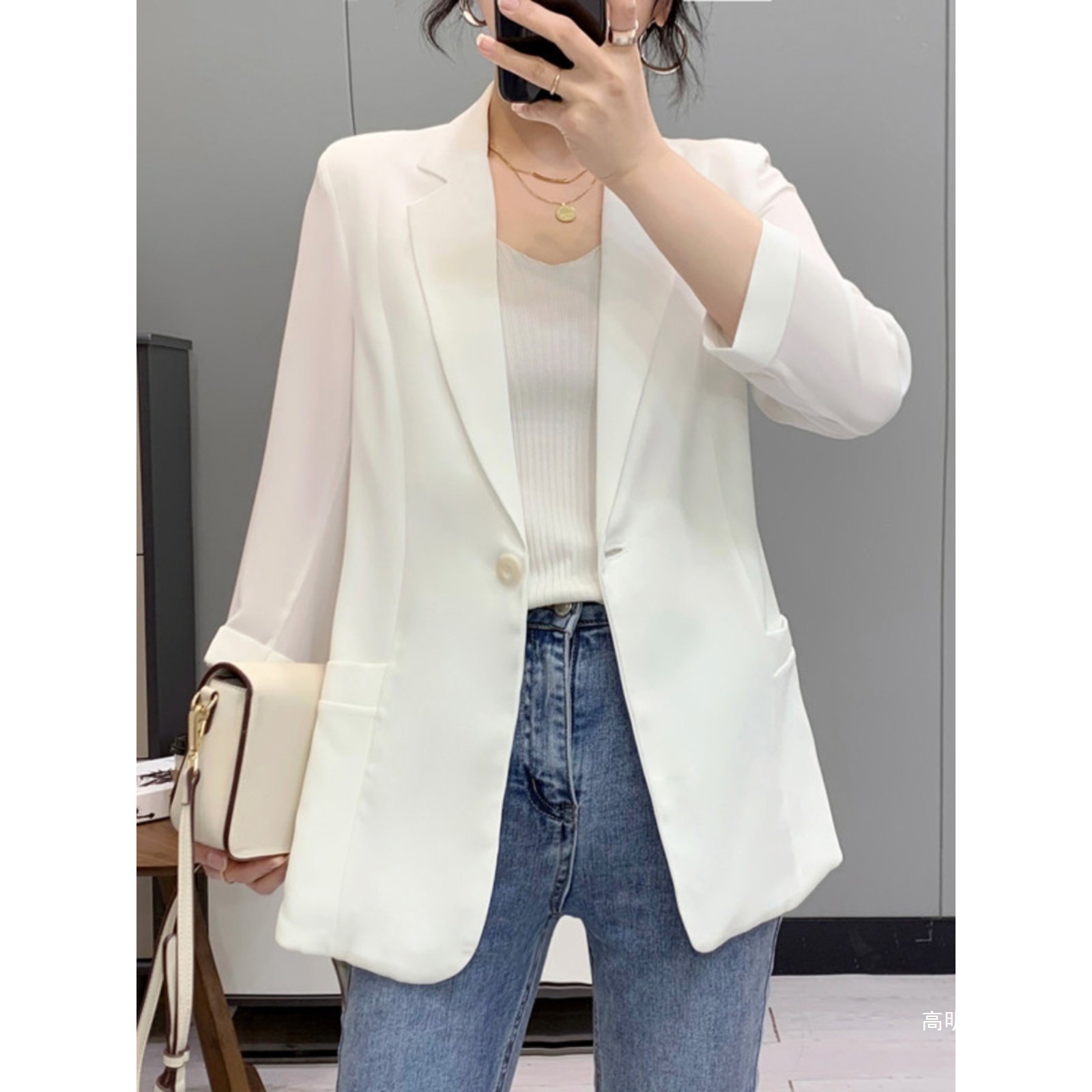 Women's Chiffon Blazer 2026 New Korean Style Summer Loose Casual Suit Thin Air Conditioning Sun Protection Top