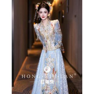 High-end Xiuhe Dress 2024 Winter New Toasting Dress Bride Wedding Dress Organza Gentle Dress