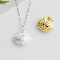 S990足銀長命富貴鎖吊墜鈴鐺掛件DIY手工串珠手鍊項鍊配件材料