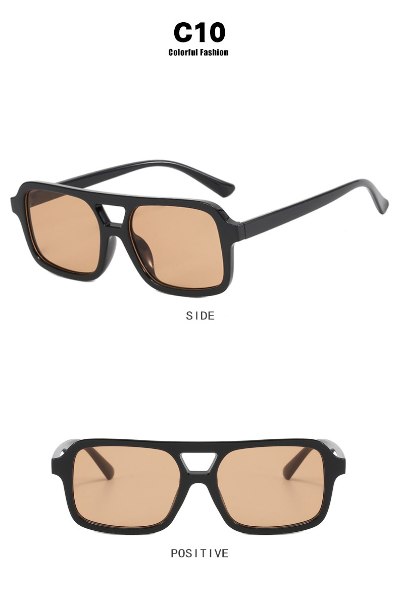 Women's Retro Sunglasses Double Beam Small Frame Fashion Glasses_voghion.com