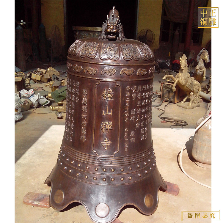 祈福古钟塑像 佛堂大型铜钟 佛钟塑像摆件 铸造吉祥大钟摆件