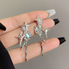 Design silver needle, trend earrings from pearl, silver 925 sample