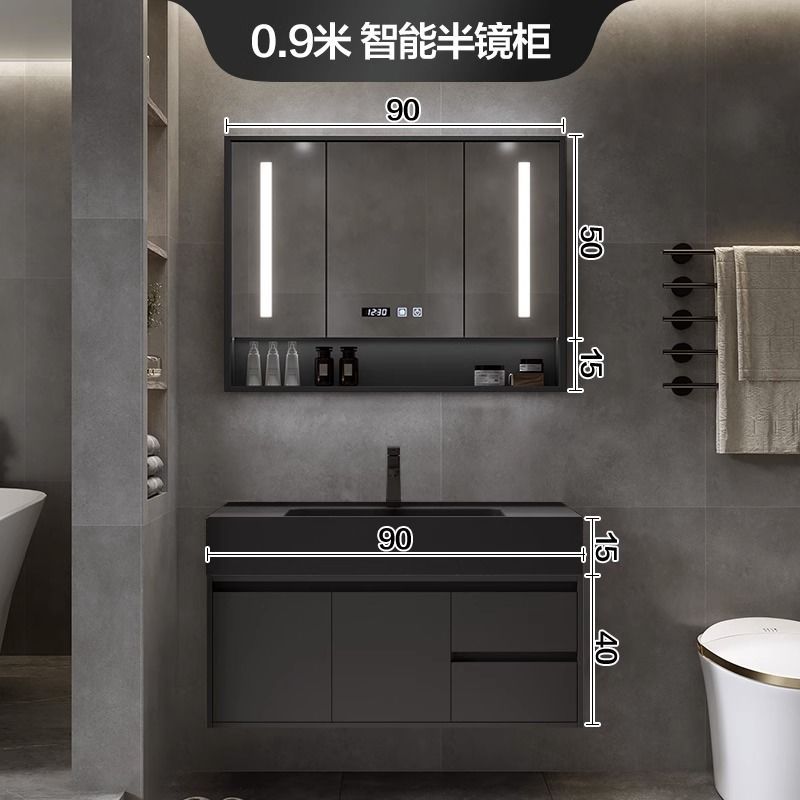 Gabinete de baño combinación cuenca nano integrado luz inteligente lavabo de lujo lavabo mesa de lavado lavabo mueble de baño