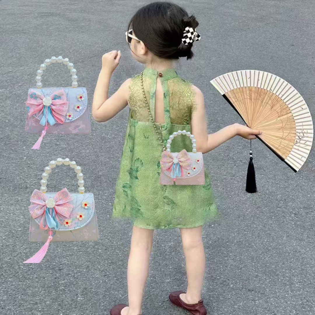 Bolso de princesa de estilo chino cadena antigua bolso de perla portátil para niñas bolso inclinado para niñas accesorios de ropa china bolso de cambio