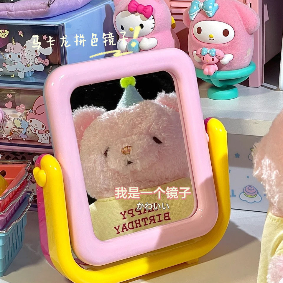Little Red Book Macaron Color Matching Double-Sided Mirror Ins Korean Cute Candy Color Dormitory Room Desktop Mirror