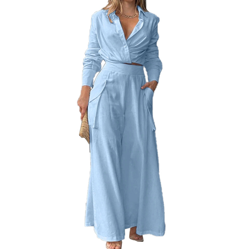 403g Weight Long Sleeve Sleeve Length Polyester Fabric Type Leisure Suit Sets Type Casual, Office, Daily Occasion Shirt Collar Neckline Pocket Function Slim Fit Type Solid Color Pattern Spring Season Women's Gender Elegant Style, Temperament Commuter Style Casual Office Daily Women's Elegant Style Temperament Commuter Solid Color Polyester Leisure Suit Pants Sets 1