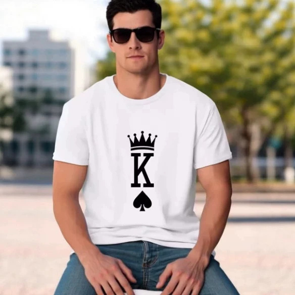 Couple Queen and King T-Shirt Valentine's Day Gift Summer 3D Printed Casual O-Neck Short Sleeve Top Oversized Couple Queen and King T-Shirt Valentine's Day Gift Summer 3D Printed Casual O-Neck Short Sleeve Top Oversized