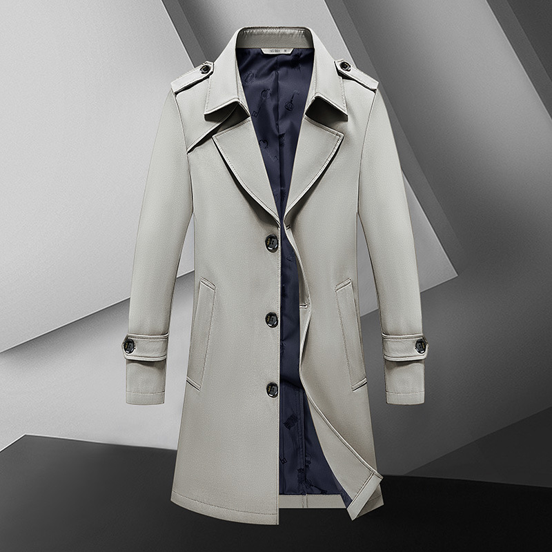 2024 Spring and Autumn New Windbreaker Men's Business Mid Length Coat Trendy Men's Wear 8 Colors_voghion.com