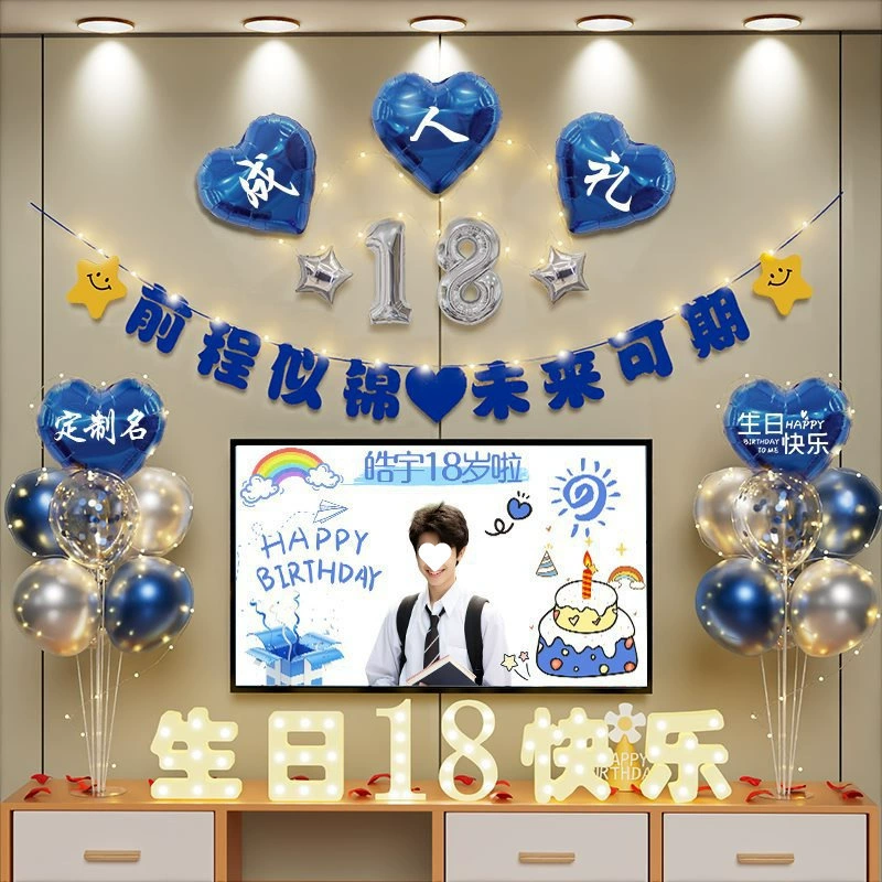 Декорация для вечеринки в честь дня рождения взрослого мальчика, оформление сцены, высококачественные реквизиты, восемнадцать шаров.