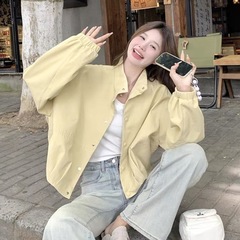 奶黄色工装风衣美式外套女春秋2025新款减龄设计感小众别致学院风