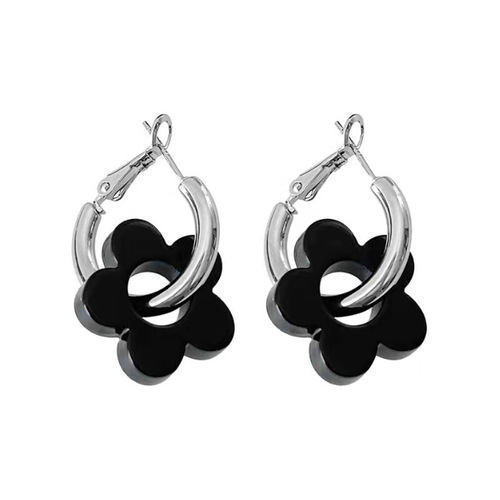 S925 Silver Minimalist Cool Flower Stud Earrings Personality High-end Unique Design Earrings Sweet Versatile Ear Decorations