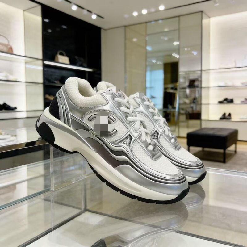 Putian Pure Original Chanel-Style Silver-Toe Thick-Soled Dad Shoes, Lightweight and Versatile Casual Sports Shoes for Men and Women