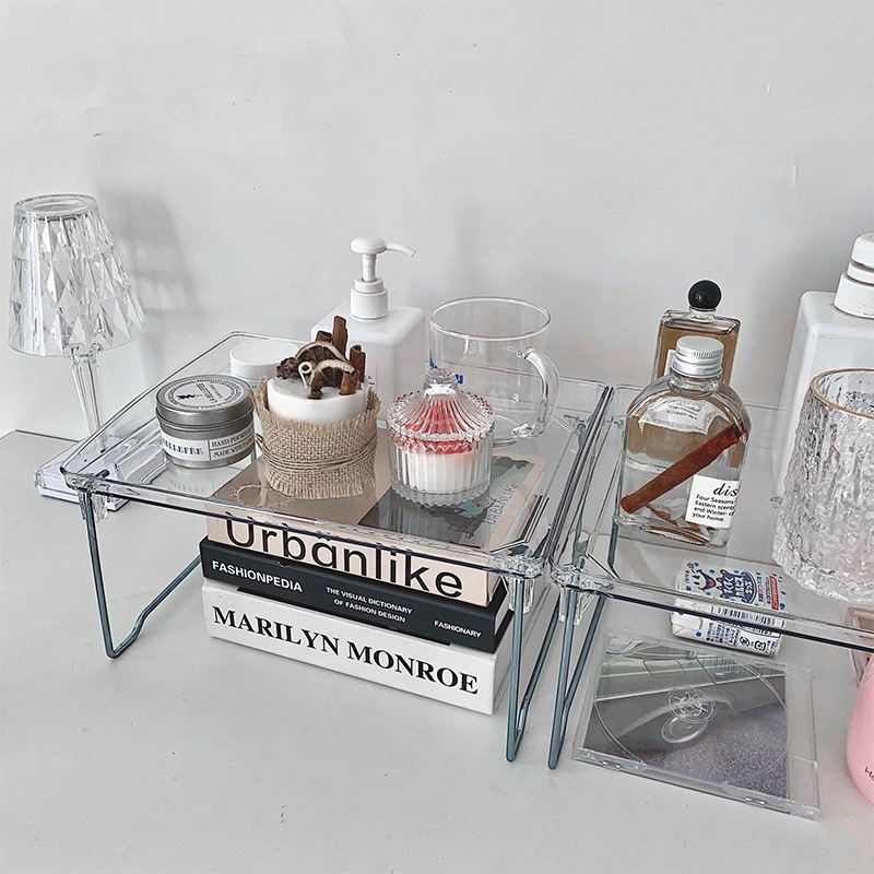 ins style acrylic storage rack office desktop multi-layer transparent storage rack cosmetics storage rack cup holder