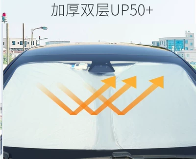 Sunshade, Model Y Sunshade, Sun shade - special-for-tesla-model-3-150-93cm-titanium-silver-240t-double-layer-0-light-transmission