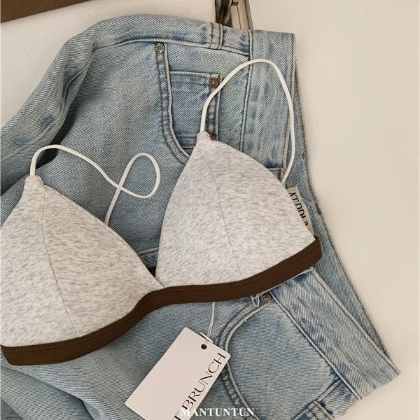 New Style No Tackle Sense Student Girl's Underwear Triangle Cup Small Chest No Marring Sexy Thin Belt Beautiful Back Bra