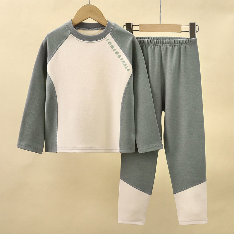 儿童加厚保暖内衣套装男女童秋冬绒家居服中大童睡衣宝宝秋衣裤长|undefined