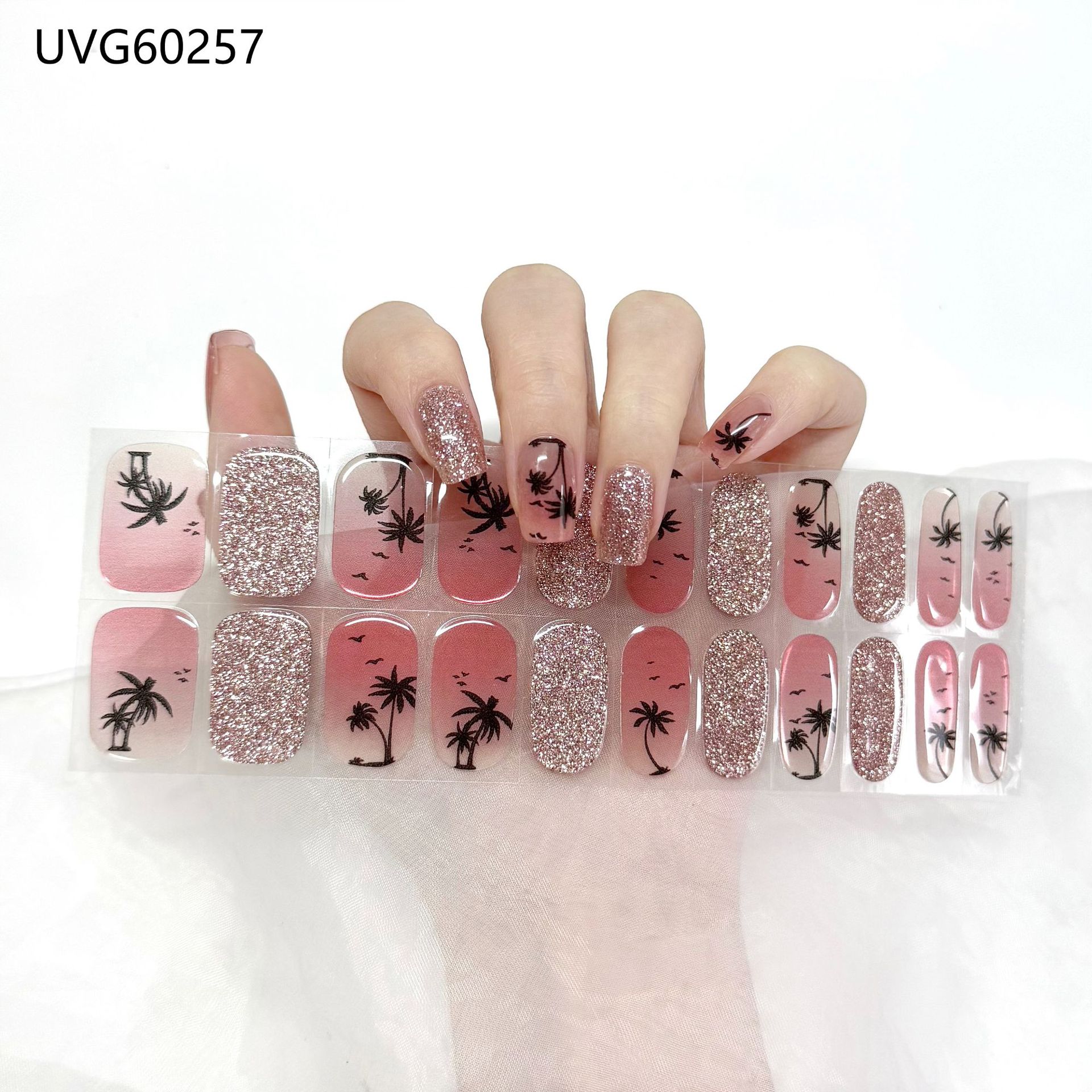 Pegatinas de uñas de gel UV transparentes efecto hielo, semicuradas, con lámina dorada, fototerapia, efecto película de aceite