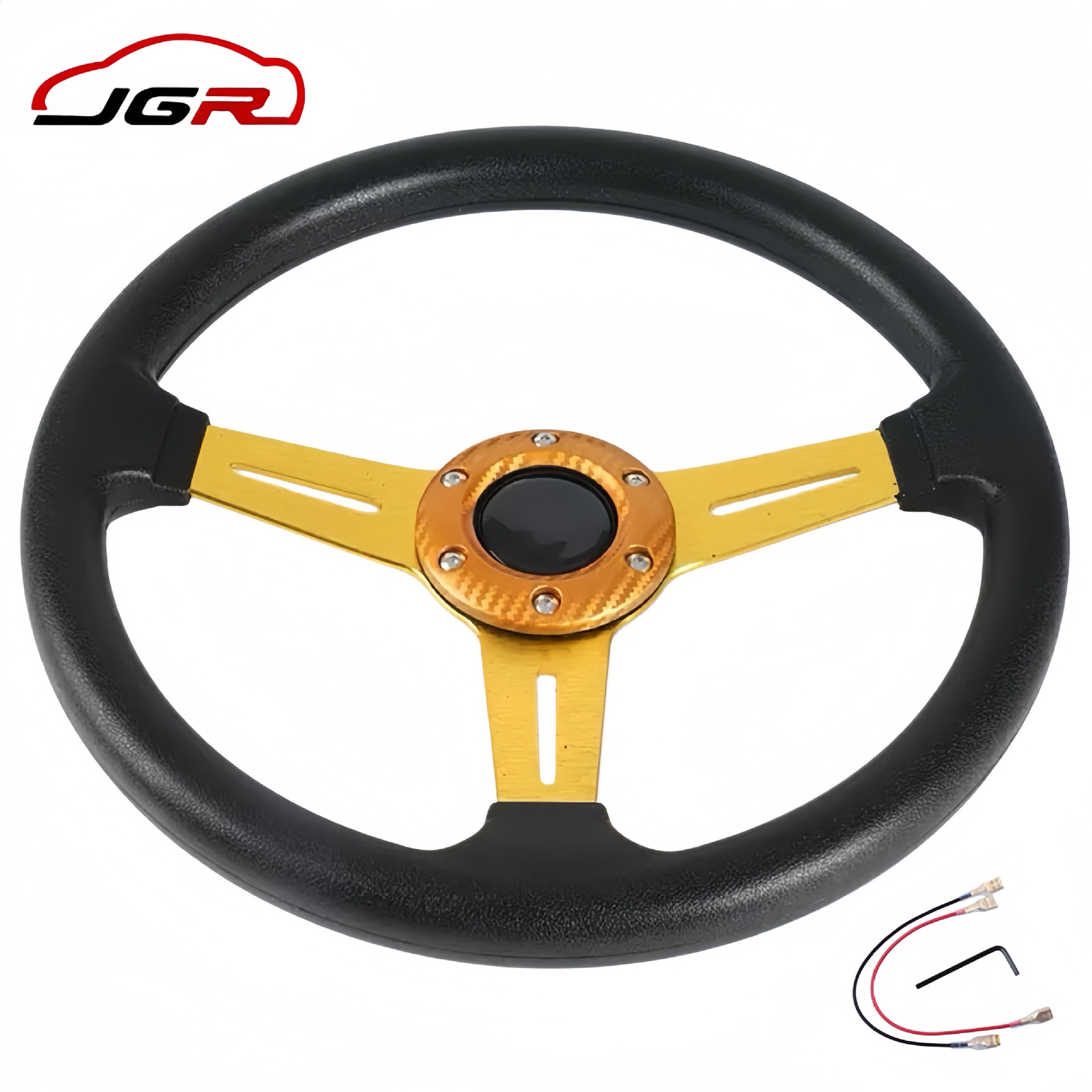 Car Modified Steering Wheel PU Racing Steering Wheel 14inch Personalized Carbon Pattern Patch 345mm Cross-Border