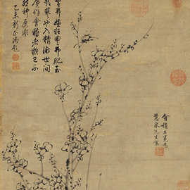 王冕 墨梅图 美术绘画花卉花鸟国画立轴古代名画图片素材微喷复制