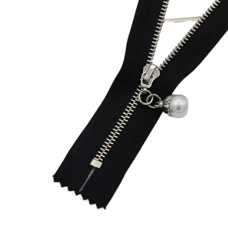 Copper golden chain with zipper handmade pearl, DIY