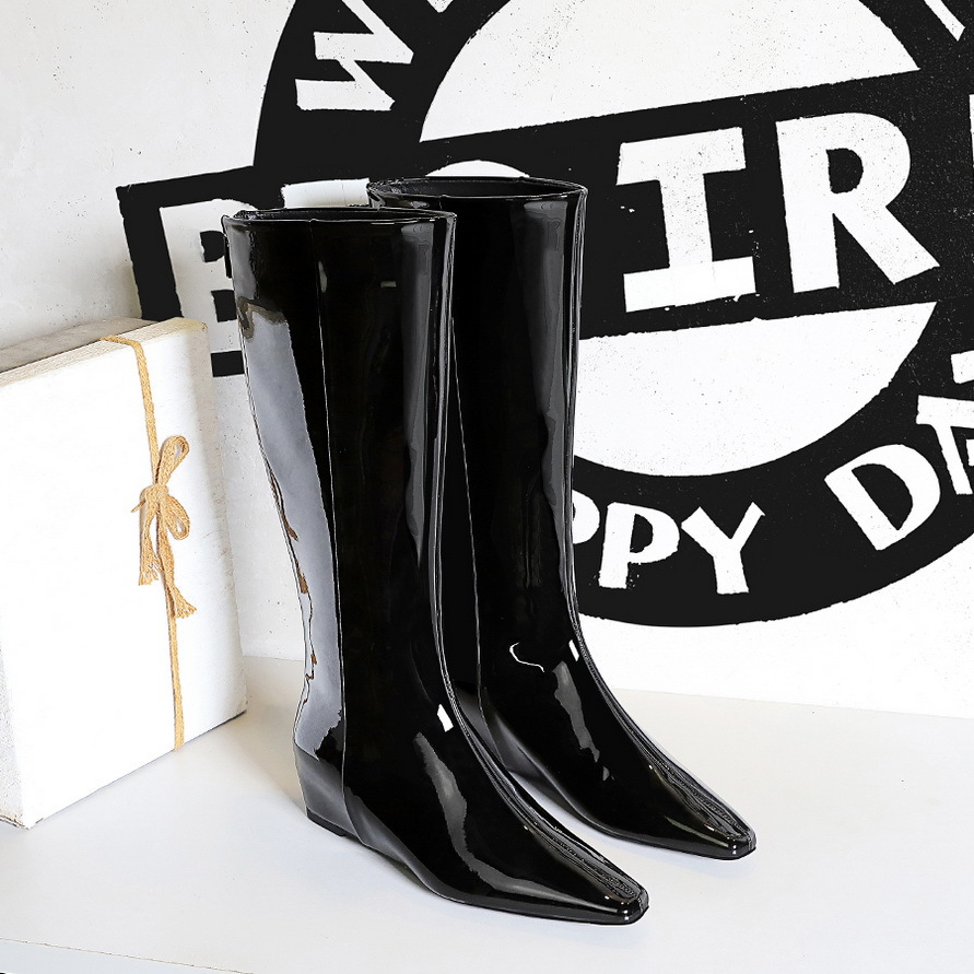 Women's Mid-heel Wedge Over The Knee Boots With Back Zipper_voghion.com