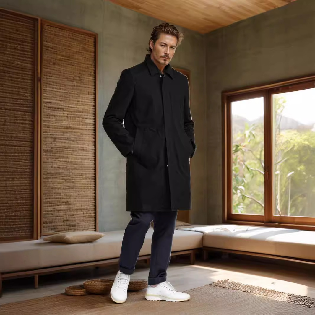 2024. aasta kevad- ja sügiskollektsiooni uus ühevärviline keskmise pikkusega tuulejope meeste lihtne pendelmantel_voghion.com