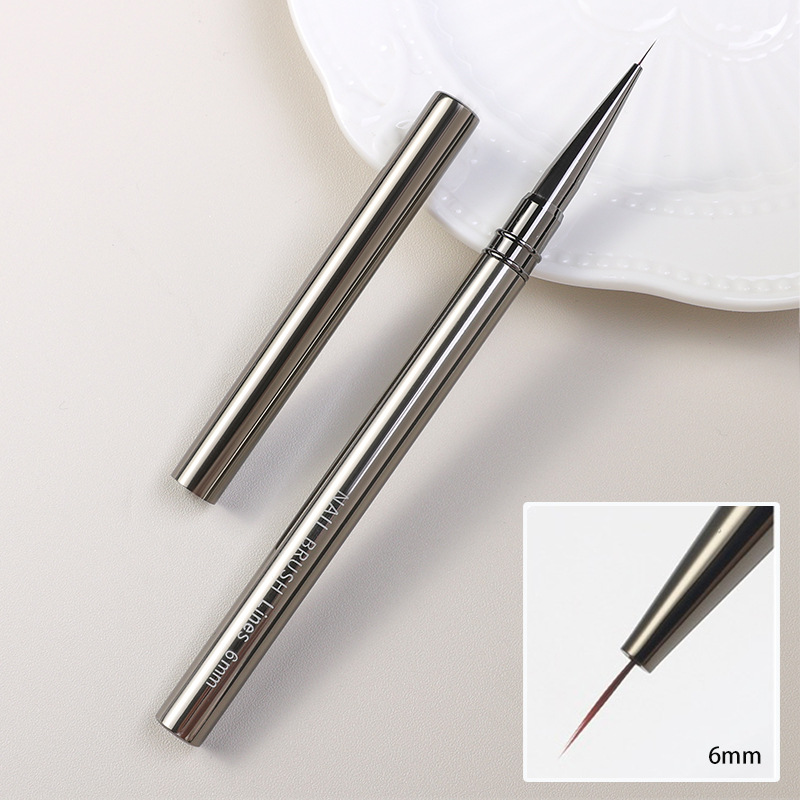 Cross-border uñas de metal dibujo pluma pintura de La Flor pintura floreciente pluma esbelta arte de uñas pluma pistola de cobre negro tubo de aluminio cepillo