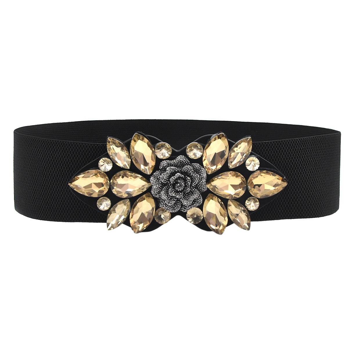 Nuevo de alta gama rhinestone elástico cintura sello clásico elegante cintura apretado cinturón de cintura con abrigo todo partido cinturón ancho