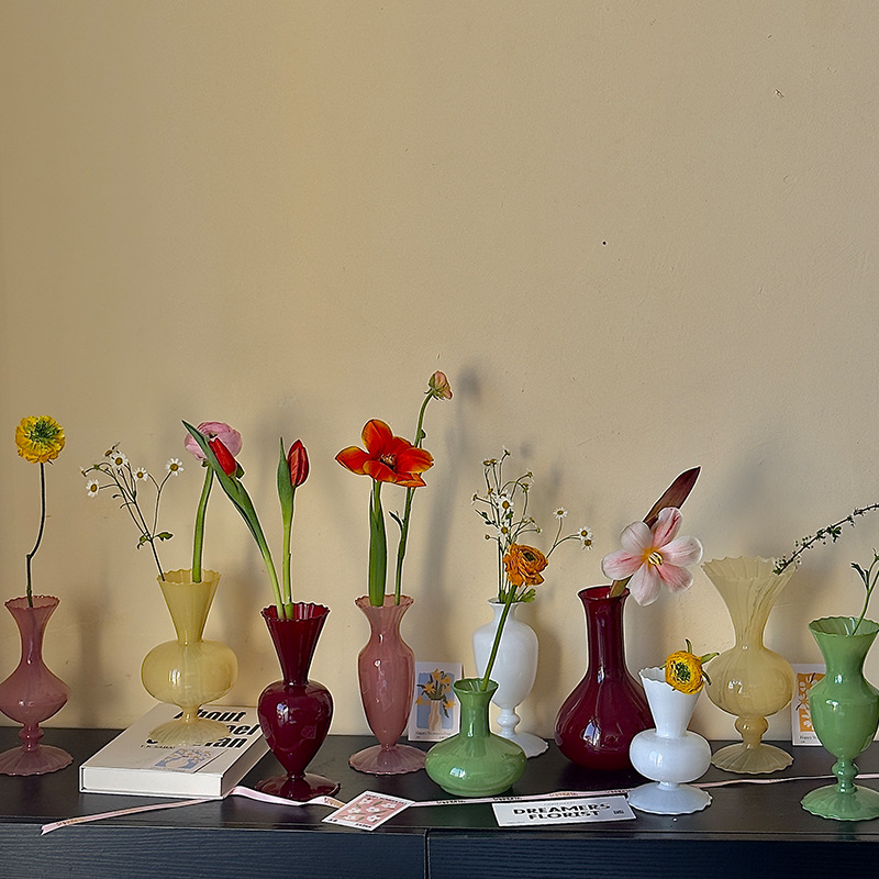 Nuevo jarrón de moda ins rococó florero pequeño arreglo de flores de vidrio florero mini hidropónico decoración de escritorio lote