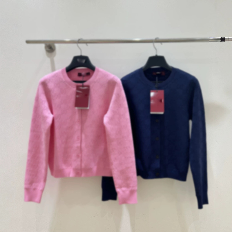 Nanyou 2026 Spring and Autumn New Double G Jacquard Knit Cardigan for Women, Round Neck Single-Breasted Short Top in Two Colors
