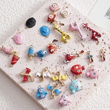 跨境新款不锈钢滴油迷长颈鹿 鸭子 小龙虾吊坠DIY项链手链配件