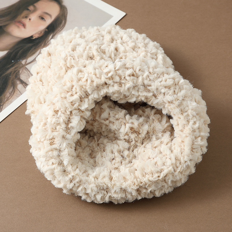 Autumn Winter New Cute Stretchy Knitted Korean Style Versatile Plush Outdoor Windproof Warm Pullover Hat_voghion.com