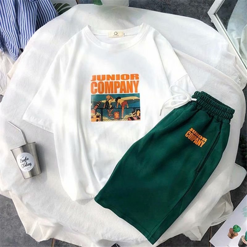 Deportes de verano corriendo traje casual pantalones cortos para hombres marca de moda guapo juego suelto Camiseta de manga corta traje de hombre