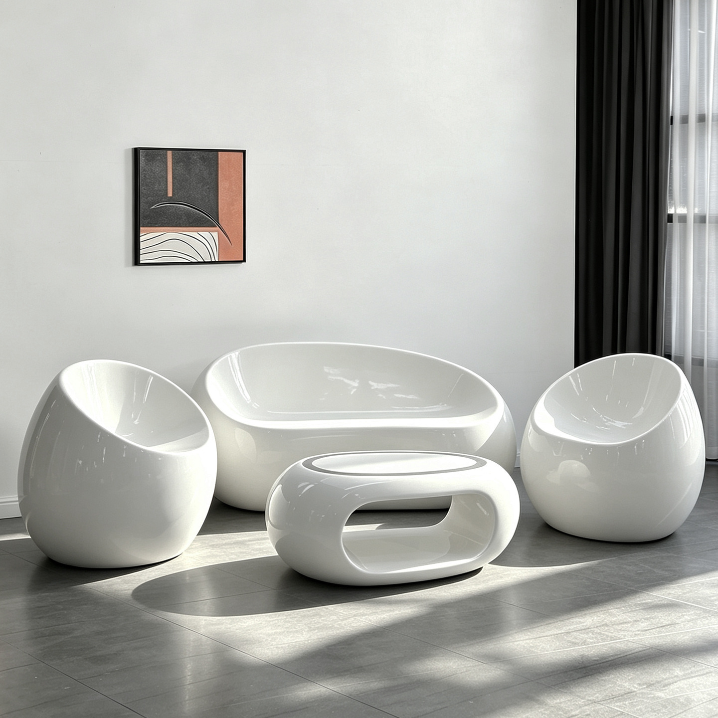 Fiberglass pebble stone bench, creative round bench for shopping malls, artistic bench for public rest areas