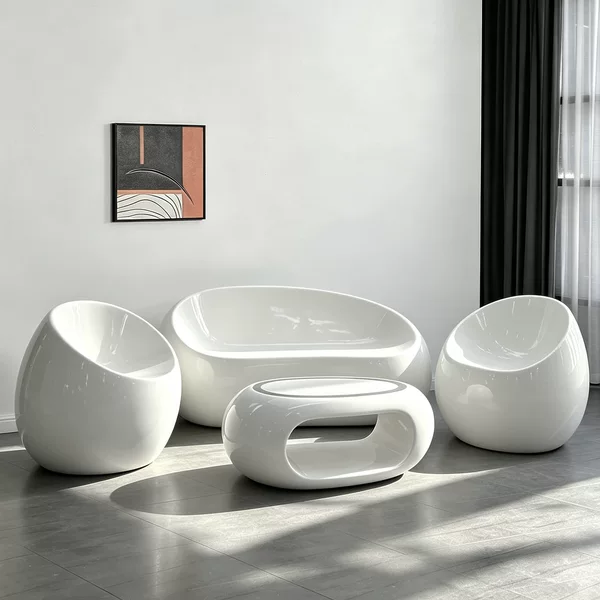Fiberglass pebble stone bench, creative round bench for shopping malls, artistic bench for public rest areas