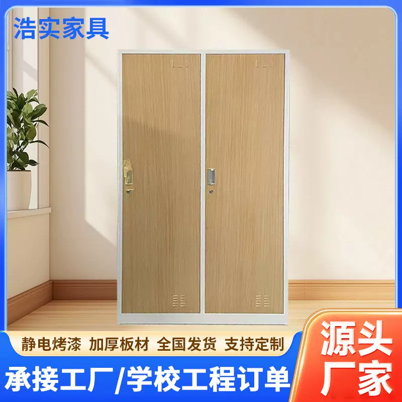 钢制木纹更衣柜学生宿舍收纳柜员工宿舍铁皮储物柜财务凭证档案柜
