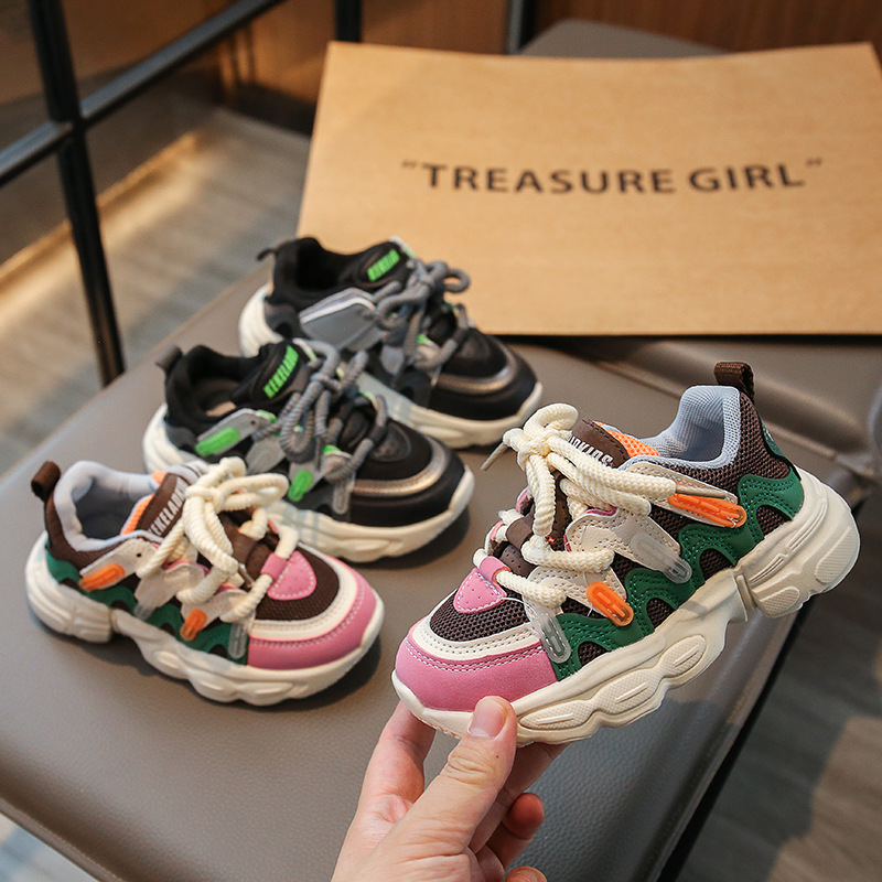 Zapatos deportivos para niños 2025 otoño nuevos zapatos transpirables para niños, zapatos para papá, zapatos para correr para niñas medianas y grandes, venta al por mayor, estilo popular