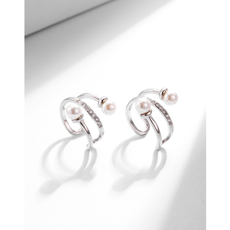S925 plata esterlina perla oído clip earless pendientes hembra nicho diseño de alto grado oído espárragos simple oído clip pendientes