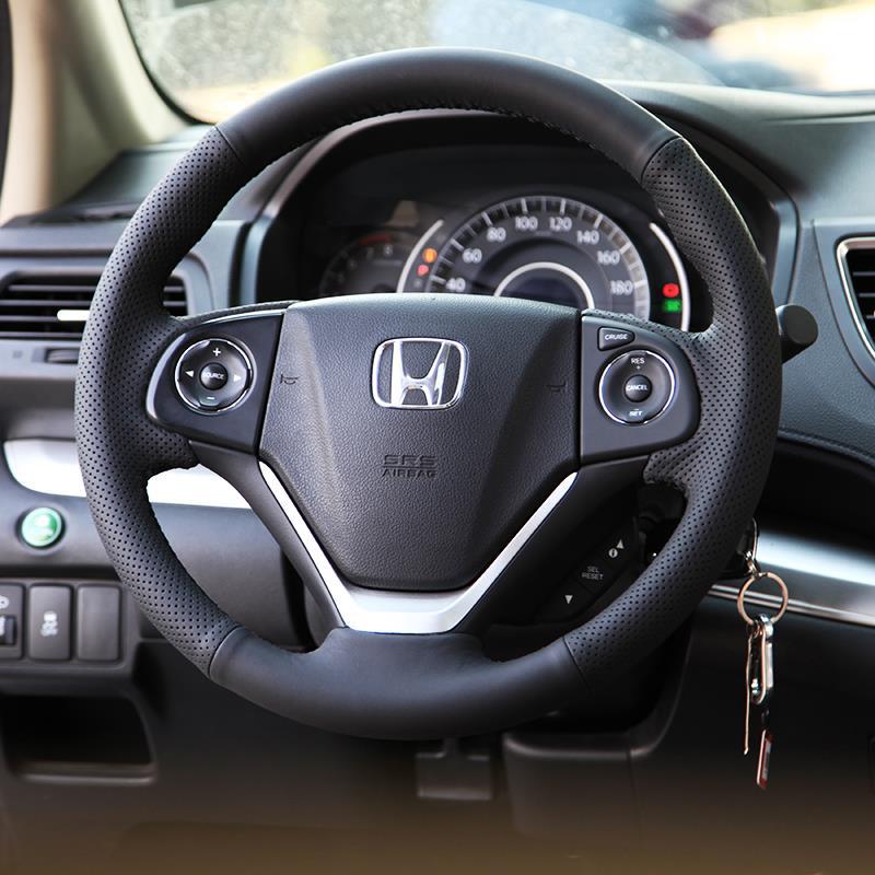 适用于本田CRV凌派思威真皮手缝方向盘套专用全包围头层牛皮