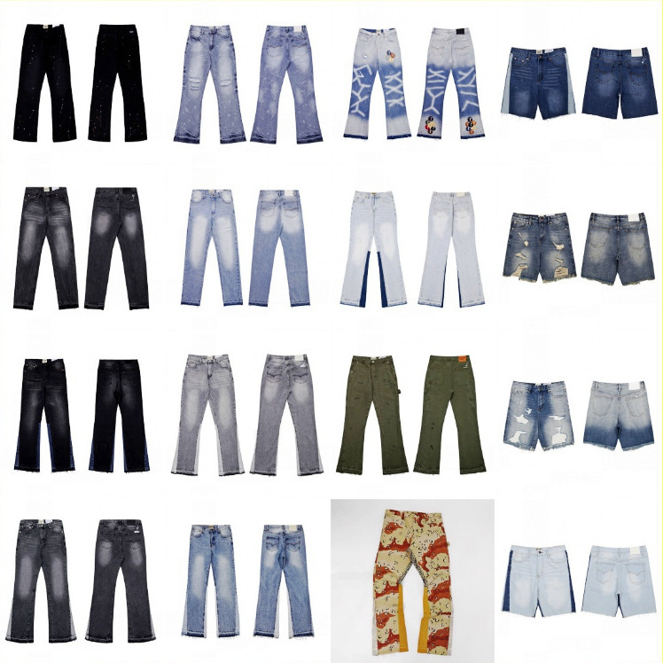 GD foreign trade wholesale fashion brand retro old splash ink jeans high street straight wide leg pants men