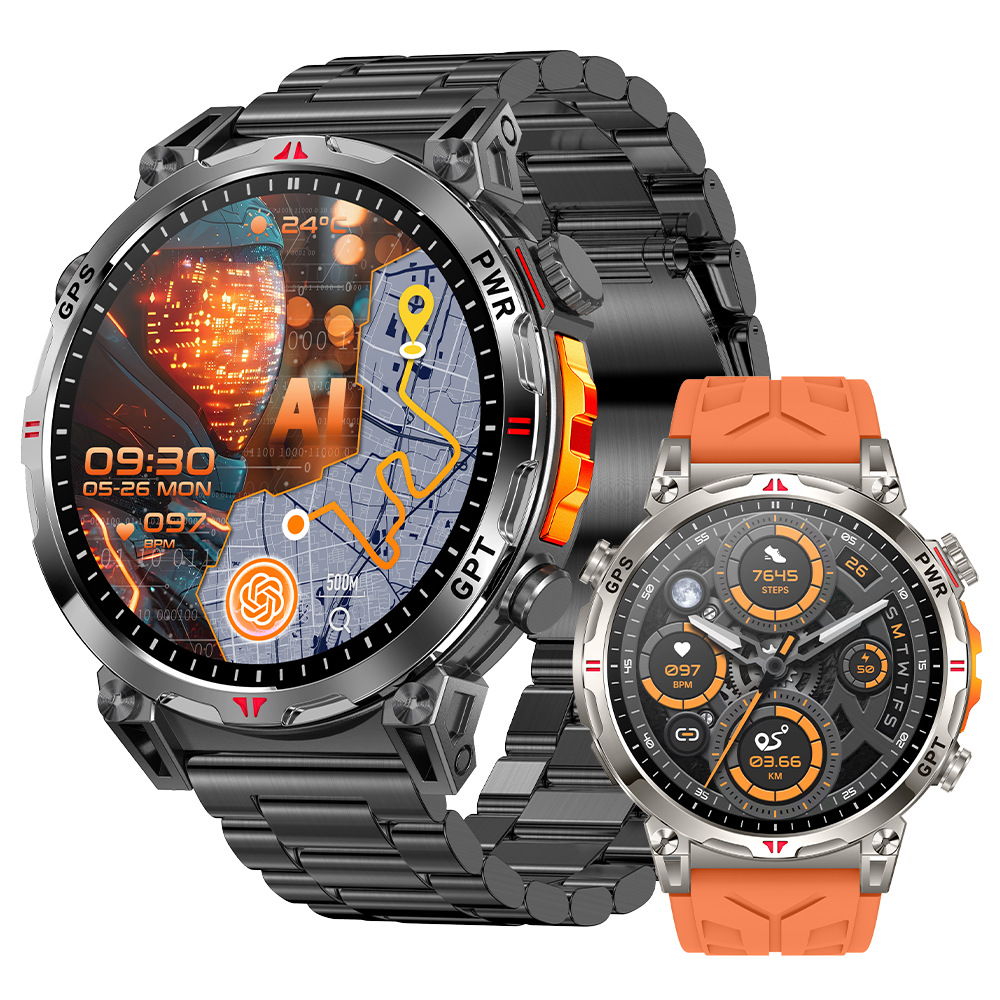Smartwatch transfrontaliero KC93 con rilevamento della frequenza cardiaca, ossigenazione del sangue, bussola, impermeabile, chiamate Bluetooth e posizionamento GPS._voghion.com