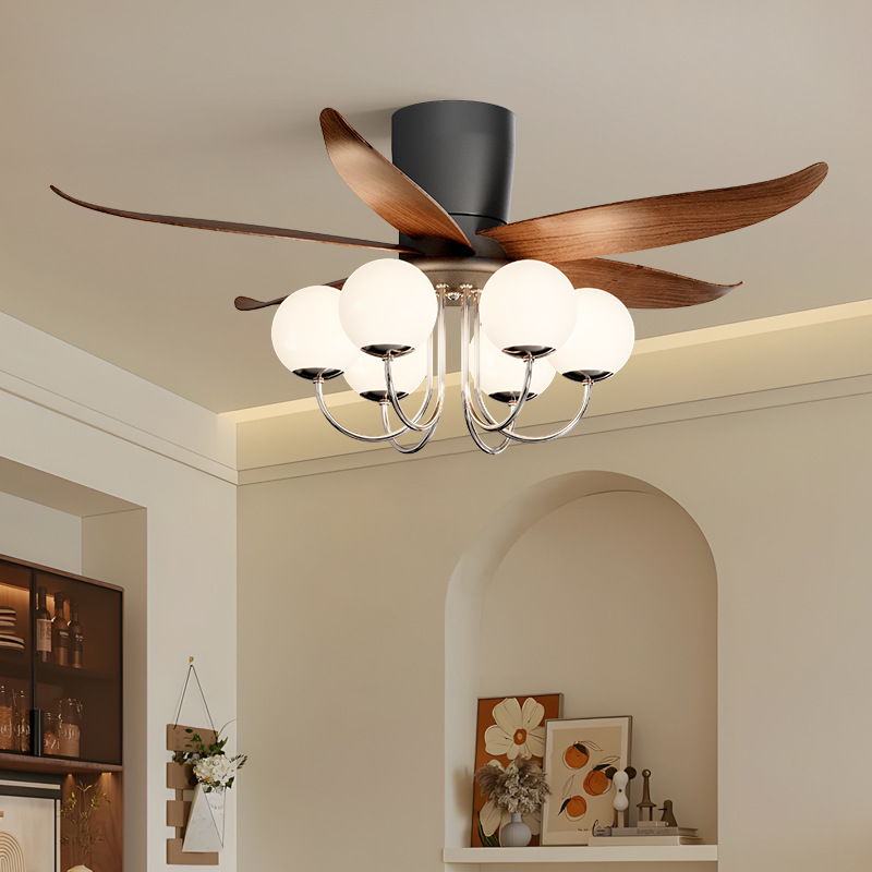 Medieval style living room straight leaf fan lamp restaurant…