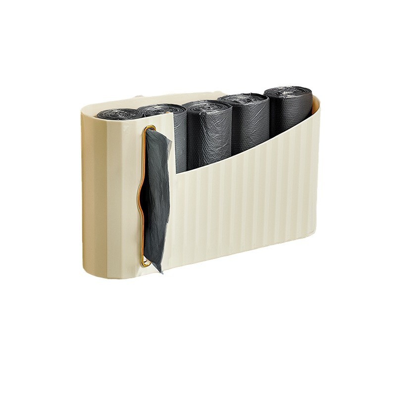 Garbage Bag Storage Kitchen Wall-Mounted Pull-Out Plastic Bag Storage Box, No-Drill Bag Storage Solution