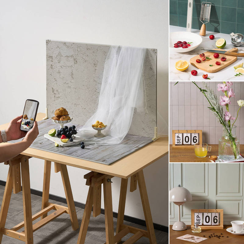 Replaceable large-size still life shooting background table, double-sided background paper, wall and desktop ins scene shooting props Replaceable large-size still life shooting background table, double-sided background paper, wall and desktop ins scene shooting props