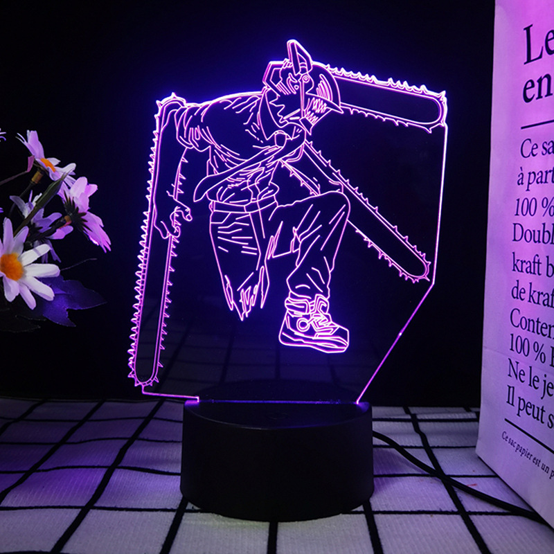 Anime Chainsaw Man Merchandise 3D Night Light Electric Chimamacha Pava Hayakawa Akira Desktop Ornament Creative Led Lamp
