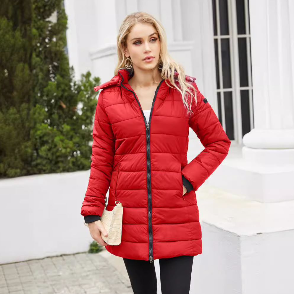 Parka de mujer con capucha desmontable y abrigo de algodón de manga larga repelente al agua_voghion.com