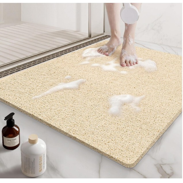 Beige Non-Slip Square Shower Mat, Non-Slip Bath Mat Suitable for Textured Surfaces, Loofah Foot Cleaning Brush Beige Non-Slip Square Shower Mat, Non-Slip Bath Mat Suitable for Textured Surfaces, Loofah Foot Cleaning Brush