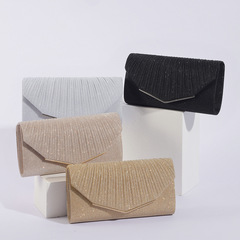 Cross-border wholesale retro women's evening clutch with flip pillow bag, noblewoman party banquet bag, exquisite pleated bag