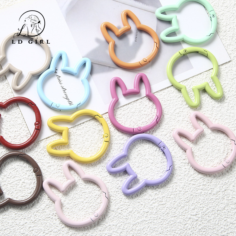 Large Rabbit Spring Buckle Open Ring Color Spring Ring Keychain Mobile Phone Chain DIY Accessories Bag Hanging Ornaments Large Rabbit Spring Buckle Open Ring Color Spring Ring Keychain Mobile Phone Chain DIY Accessories Bag Hanging Ornaments